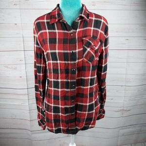 Eight Second Angel Pearl Snap Girls 2XL Shirt Black Red Plaid Western Cowgirl